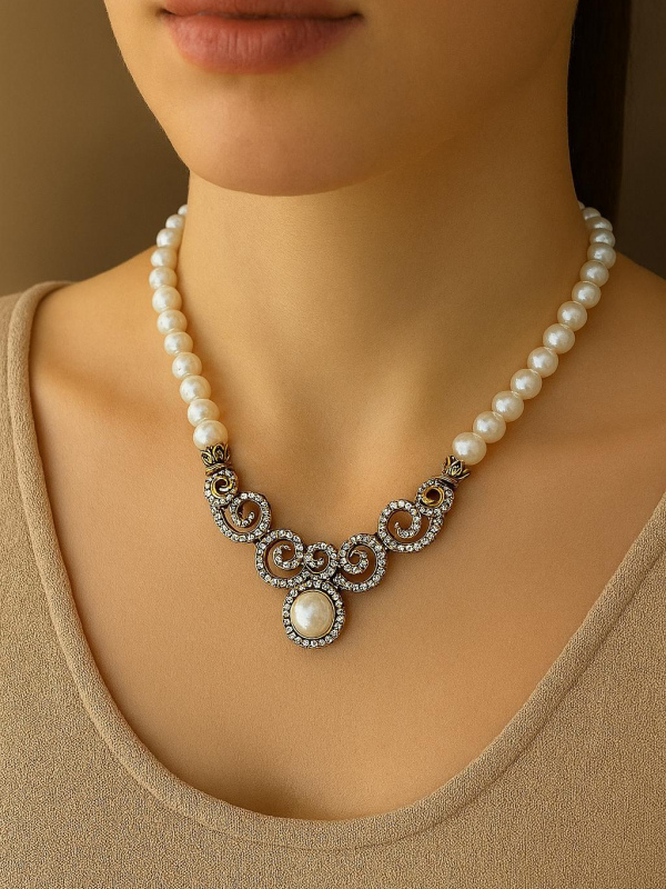 Ayzen Özel Tasarım İnci Kolye 45 Cm
