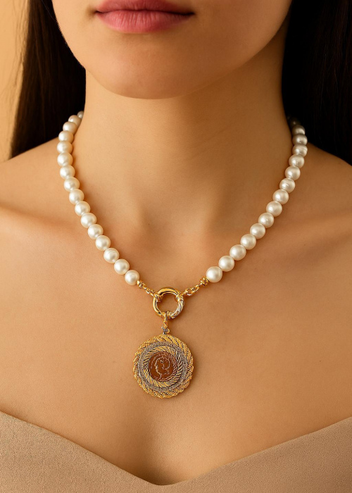 Ayzen Gemici Kilit İnci Kolye 45 cm