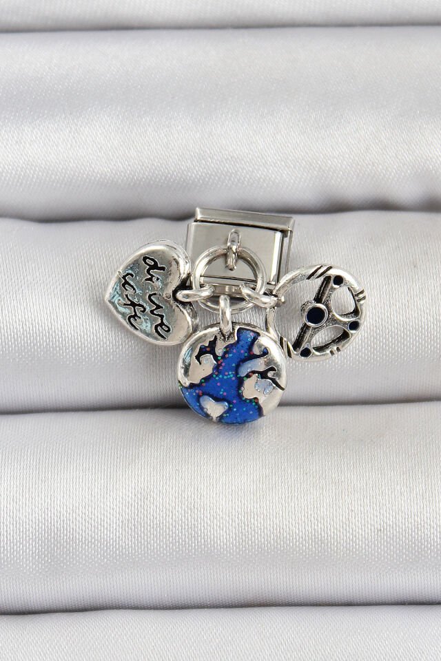 316L Çelik Gümüş Renk Travel Model Nomination Charm