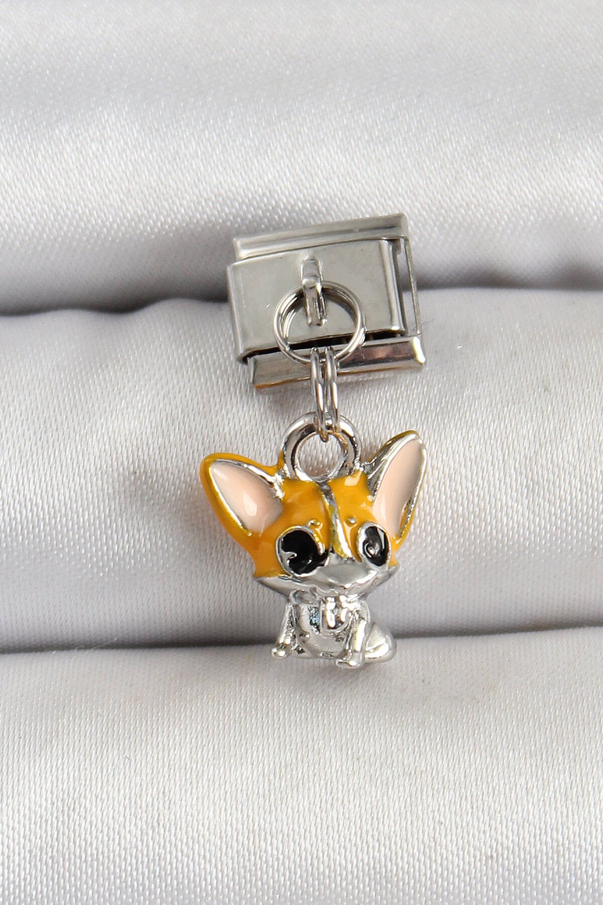 316L Çelik Gümüş Renk Chihuahua Köpek Model Nomination Charm