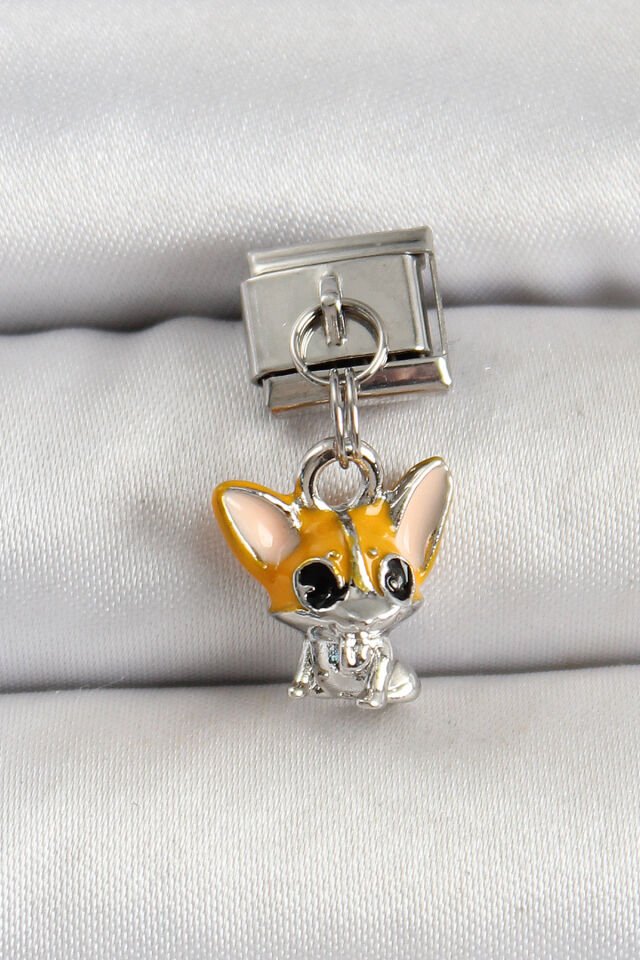 316L Çelik Gümüş Renk Chihuahua Köpek Model Nomination Charm