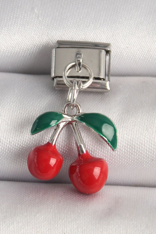 316L Çelik Gümüş Renk Kiraz Model Nomination Charm