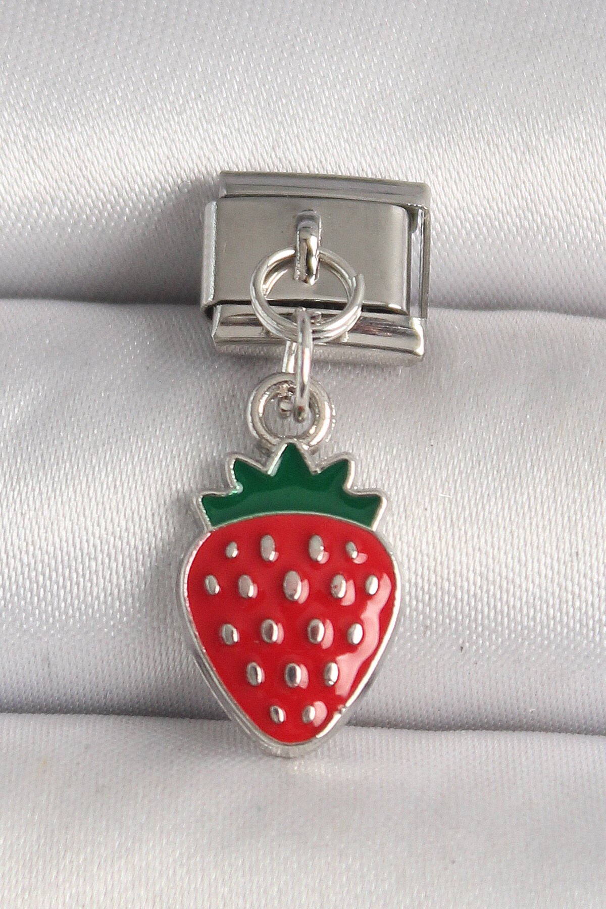 316L Çelik Gümüş Renk Çilek Model Nomination Charm