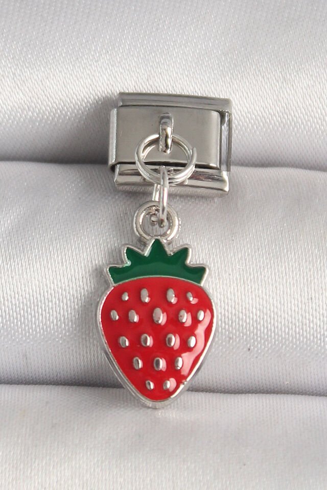 316L Çelik Gümüş Renk Çilek Model Nomination Charm