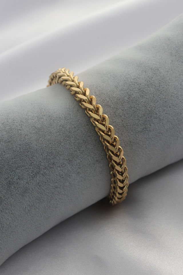 Çelik Gold Renk Kalın Zincir Model Kadın Bileklik