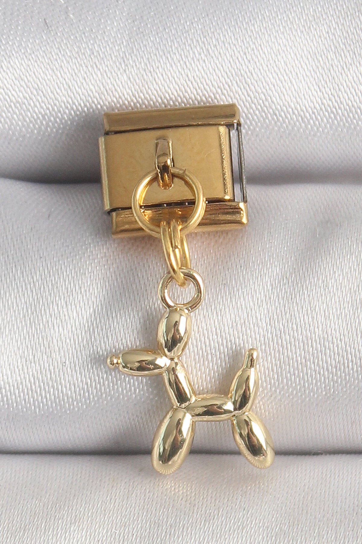 316L Çelik Gold Renk Sallantı Balan Köpek Model Nomination Charm