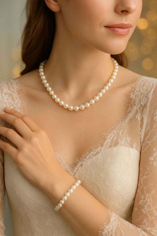Ayzen Doğal İnci Set 45cm