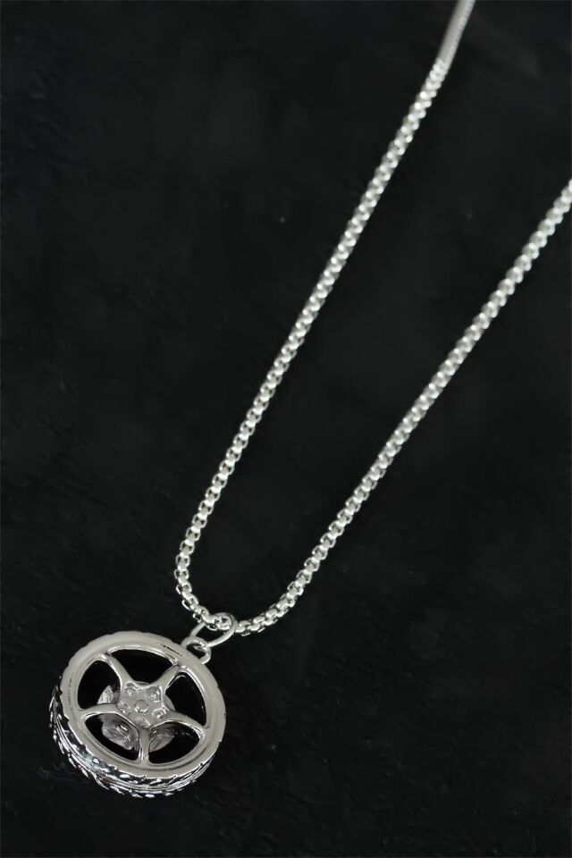 Medusa Tasarım Silver Renk Zincirli Erkek Kolye