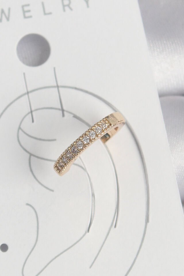 Pirinç Gold Renk Zirkon Taşlı Kadın Kıkırdak Küpe