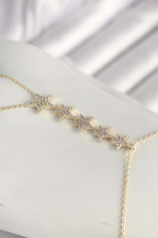 Pirinç Gold Renk Zirkon Taşlı Yıldız Model Kadın Şahmeran