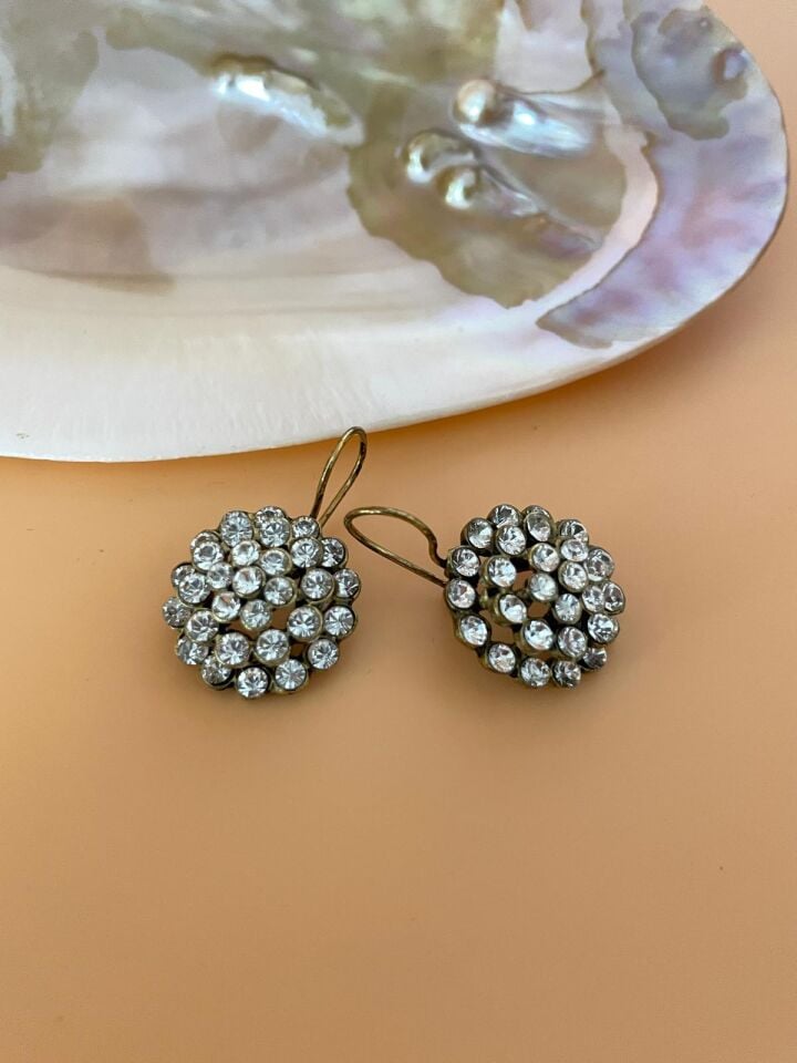 Ayzen Vintage Işıltı Model Taşlı Bronz Küpe