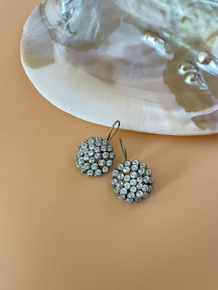 Ayzen Vintage Işıltı Model Taşlı Bronz Küpe