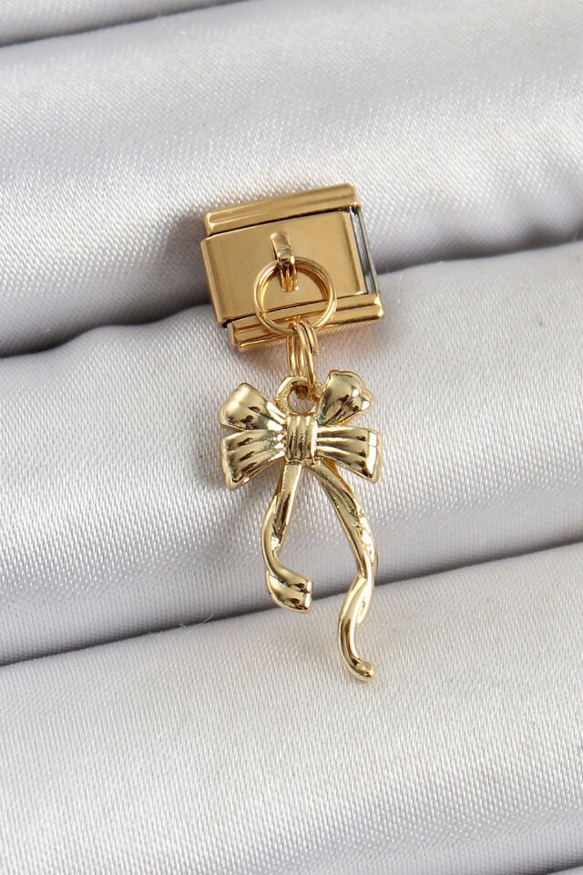316L Çelik Sallantılı Uzun Fiyonk Model Gold Renk Nomination Charm